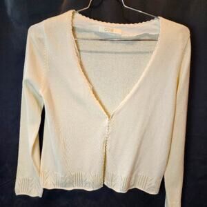 Cream Boxy Cardigan Sweater Romantic Oversized Long Sleeve Sweater Size L